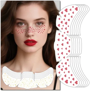 Custom High Quality Metallic Foil Red Blue Green Gold Silver Rose Gold Temporary Cute Glitter Freckles Face Tattoo Sticker