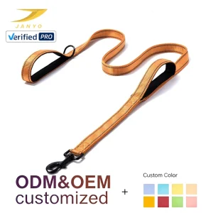 Custom High Quality Night Safety Reflective Stripe Pet Walking Lead Dual Padded Comfort Handles Black Metal Swivel Snap Hook