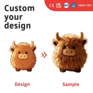 Custom Highland Super Soft Plush Farm Toy Cow Stuffed Animal with PP Cotton Filling Eco friendly Material