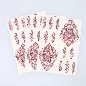 Custom India Design Full Hand Brown Long Lasting Women Lace Waterproof Eco friendly Non Toxic Temporary Tattoo Stickers