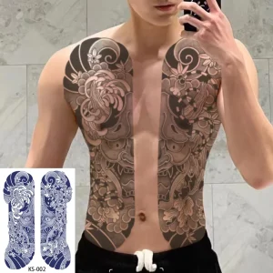 Custom Japanese Temporary Cardigan Herbal Tattoo Sticker Realistic Silk Printed PET Film