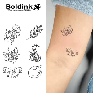 Custom Jellyfish Butterfly Snake Arm Body Art Waterproof Long Lasting 2 Weeks Jagua Juice Ink Semi Permanent Tattoo