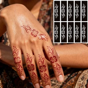 Custom Kids Henna Hand Tattoo Stencils Cartoon Pattern Hollow Stickers Safe DIY Body Art Templates for Children