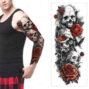 Custom Large Size Full Arm Temporary Tattoo Sticker Waterproof Paper Printing Long Lasting Arm Sleeve Tattoo for Body White