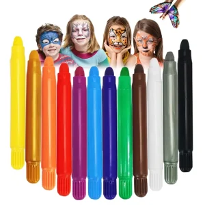 Custom Logo 12 Colors Face And Body Skin Paint Crayon Rainbow Halloween Face Paint Stick Set