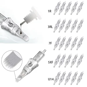 Custom Logo Disposable Stainless Steel 100% Sterilized V6 Half-Wall Permanent Makeup Cartridge Needle for Eyebrow Lip PMU