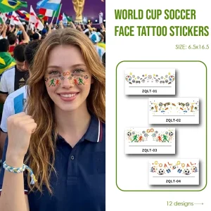 Custom Logo Football Fan Face Tattoo Stickers Long Lasting Temporary Tattoo Sporting Events Promotion Gifts