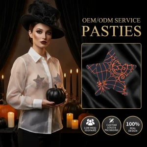 Custom Logo Halloween Digital Print Spider Web Nipple Cover Private Label OEM ODM Manufacturer Breast Petals Bulk