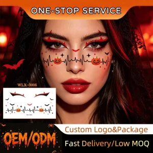 Custom Logo Halloween Eye Shadow Stickers Water Transfer Temporary Face Tattoos Eco Friendly Spider Web Makeup Decals
