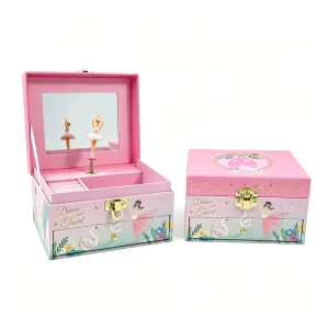 Custom Logo Hand Crank Music Box Bulk Personalized Ballet Castle Jewelry Box with Mirror Eco-friendly Keepsake Gift for Girls