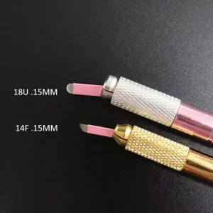 Custom Logo Manual Pen Blade Needles Semi Permanent Makeup White Black Pink Pum 0.16 0.15 14Cf 14U 16U 18U Microblading Blade