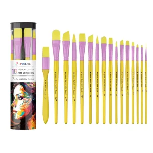 Custom Logo Paint Brush Set Artist 16 Pcs Wooden Face Art Paint Brush Angled Facial Painting Brushes Set