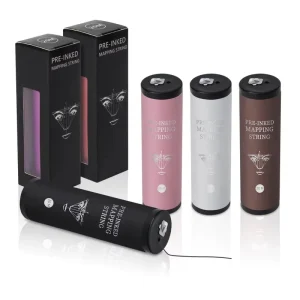 Custom Logo Permanent Makeup Cosmetic Line Tattoo Brows Microblading Eyebrow Ruler Tool Pre Inked Thread Brow Mapping String