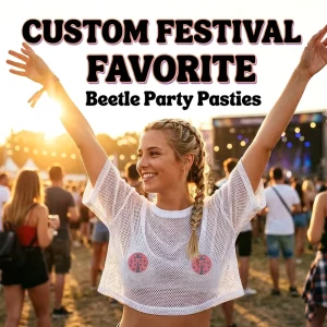 Custom Logo Satin Beetle Pasties Ladybug Nipple Covers Private Label OEM ODM Manufacturer Breast Petals Bulk