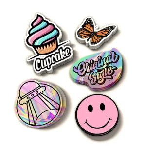 Custom Logo Silk Screen Printed Waterproof Vinyl Stickers with Irregular Figure Design for Promotional Use