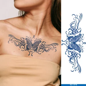Custom Long Lasting 14 Days Temporary Waterproof Fake Herbal Butterfly Semi Permanent Tattoo for Women
