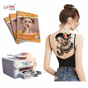 Custom Made Adhesive Clear Paper Film Tattoo Sticker A4 Size Mirror Mode Laser Printer Friendly