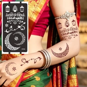 Custom Made PVC Henna Tattoo Sticker Temporary Foot Mehndi Eid Stencils 3-Layer Paper