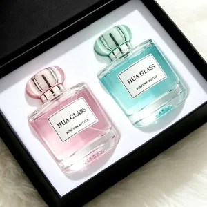 Custom Men Perfume Bottle Clear Square Glass 100ml With Crimp Spray and Box Packaging for Luxury Fragrance Branding