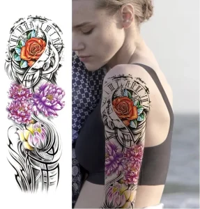 Custom Men’s Women’s Temporary Tattoo Sticker Black White Religious Sexy Style Cool Body Arm Design 5-7 Days Lasting Silk