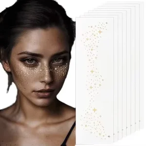Custom Metallic Speckles Face Sticker Realistic Long Lasting Faux Freckle Tattoo Waterproof Temporary Tattoo for Festival Makeup