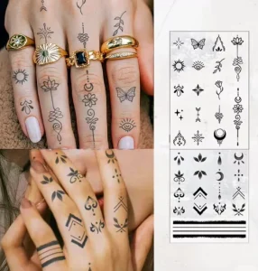 Custom Mini Temporary Tattoo Stickers Non-Toxic Matte Blue with Long-Lasting Simple Quotes for 15 Days