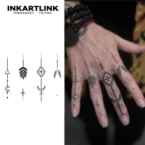 Custom Minimalist Tribal Leaf Herbal Tattoo Sticker Waterproof Long Lasting 15 Days Semi permanent Body Art for Finger Hand