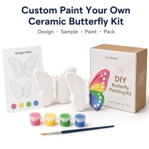 Custom Modern Ceramic Butterfly Painting Kit DIY Souvenir Gift Set for Kids & Adults with OEM Logo Options
