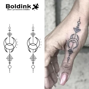 Custom Moon Phase Geometric Arrow Thumb Body Art Waterproof Long Lasting 2 Weeks Jagua Juice Ink Semi Permanent Tattoo