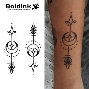 Custom Moon Star Leaf Totem Forearm Body Art Waterproof Long Lasting 2 Weeks Jagua Juice Ink Semi Permanent Tattoo
