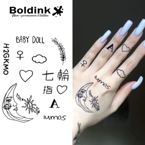 Custom Moon Star Lumos Baby Doll Hand Body Art Waterproof Long Lasting 2 Weeks Jagua Juice Ink Semi Permanent Tattoo
