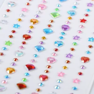 Custom Multi Color Self Adhesive Diamond Shaped Crystal Rhinestone Face Gem Sticker