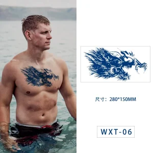 Custom Non-Toxic Waterproof Semi-Permanent Chest Tattoo Stickers Sweatproof Realistic Ink for Women and Men Body Art