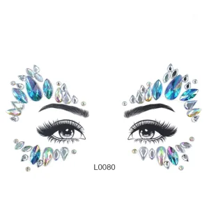 Custom Non toxic Charming 3D Eyebrow Bindi Style Tattoo Makeup Shinny Face Performance Rhinestone Sticker For Deco