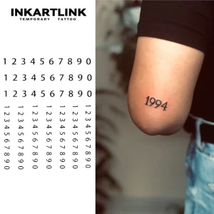 Custom Number Herbal Tattoo Sticker Waterproof Long Lasting 15 Days Semi-permanent Body Art for Arm Elbow Men Women