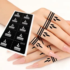 Custom OEM Floral Henna Tattoo Stencil Temporary Tattoo Sticker Body Art Waterproof Adhesive Hand Back Finger Template Fake