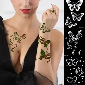 Custom OEM Floral Pattern Temporary Henna Sticker Tattoo Stencils Non-Toxic Waterproof Body Art Supplies for Girls