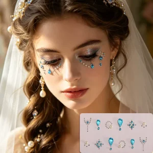 Custom OEM Non Toxic Crystal Face Gems Eyelid Cheek Jewels Pearl Rhinestone Stickers for Bridal Makeup