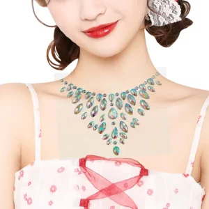 Custom OEM Self-Adhesive Necklace Gem Tattoo Sticker Luxury Beauty Crystal Diamond Rhinestone Chest Fake Temporary Tattoo