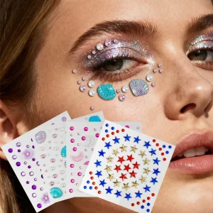 Custom Package Mixed Color Crystal Rhinestone Tattoo Seashell Face Art Gem Stickers Jewels