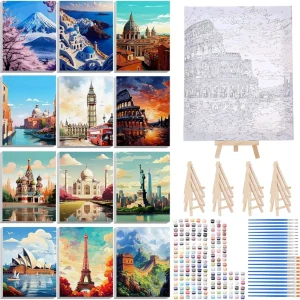 Custom Paint by Numbers Kit for Adults – DIY Personalized Painting by Numbers Set with Complete Canvas and Brush Kit