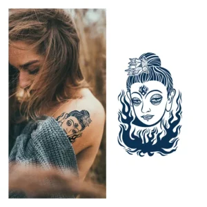Custom Plant-Based Realistic Matte Buddha Figure Temporary Tattoo Sticker Flowers Half Arm Semi-Permanent Juice Tattoo Sticker