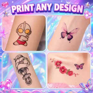 Custom Printed Logo Eco Friendly Waterproof Temporary Tattoo Sticker Paper With Water Transfer Body Face Application White Sexy