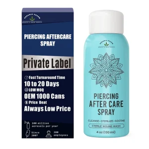 Custom Private Label Aftercare Piercing Spray for Ear Nose Belly Piercings Encourages Permanent Makeup Recovery
