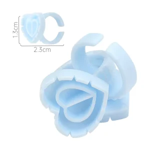 Custom Private Label Silicone Glue Ring Heart Shape Plastic 100pcs Disposable Eyelash Extension Glue Ring