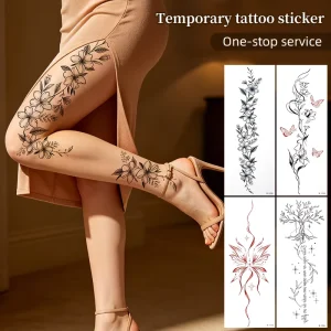 Custom Professional Long Lasting Sexy Botanical Floral Vine Waterproof Non-toxic Temporary Tattoo Stickers For Women Thigh