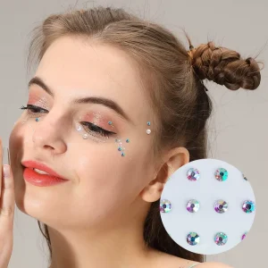 Custom Professional Tattoo Crystal Face Gems Temporary Diamond Sticker Rhinestone Decorative Jewel for Festival Body Eye Chest