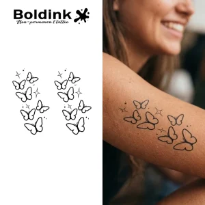 Custom Realistic Flying Butterfly Body Art Waterproof 2 Weeks Jagua Juice Ink Tattoo Semi Permanent Tattoo Sticker