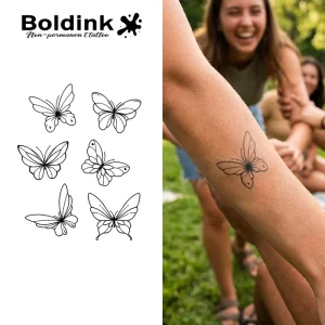 Custom Realistic Flying Butterfly Body Art Waterproof Long Lasting 2 Weeks Semi Permanent Tattoo Sticker Jagua Ink