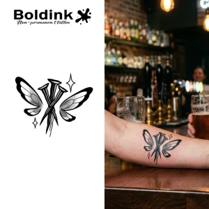 Custom Realistic Gothic Thorn Wing Body Art Waterproof Long Lasting 2 Weeks Semi Permanent Tattoo Sticker Jagua Ink